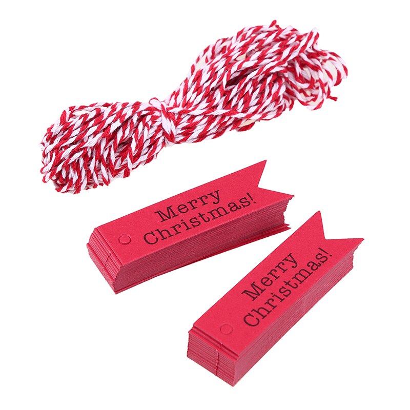 100 Stks/set Kraftpapier Opknoping Tags Met Touwen Vrolijk Kerstfeest Label Cadeaupapier Labels Voor Kerst Diy Bakkerij Decoratie