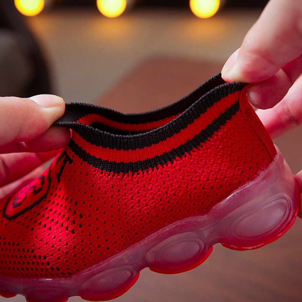 Flashing Led Light Shoes Toddler's Leisure Outdoors Casual Shoes Breathable Children's Mesh Casual Sneaker Slip-on