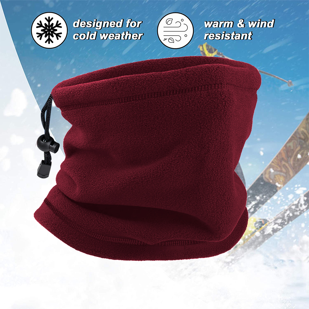 Thicken Fleece Neck Gaiters Adjustable Neck Warmer Face Mask for Hiking Skiing Snowboarding Winter Outdoor Sports
