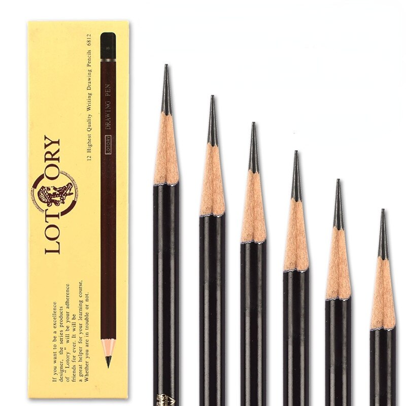 12/box Sketch Pencils Various Hardness Drawing Writing Pen Art Examination Soft Charcoal Learning Stationery