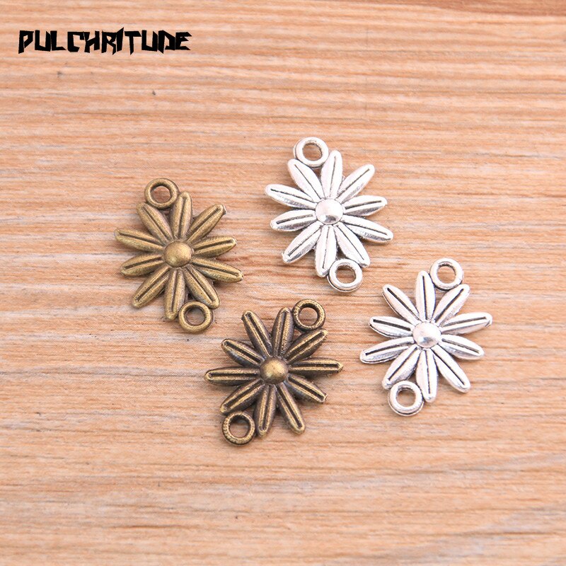 Pulchritude 30Pcs 14*20Mm Product Twee Kleur Bloem Charms Connector Sieraden Metalen Legering Sieraden Markering