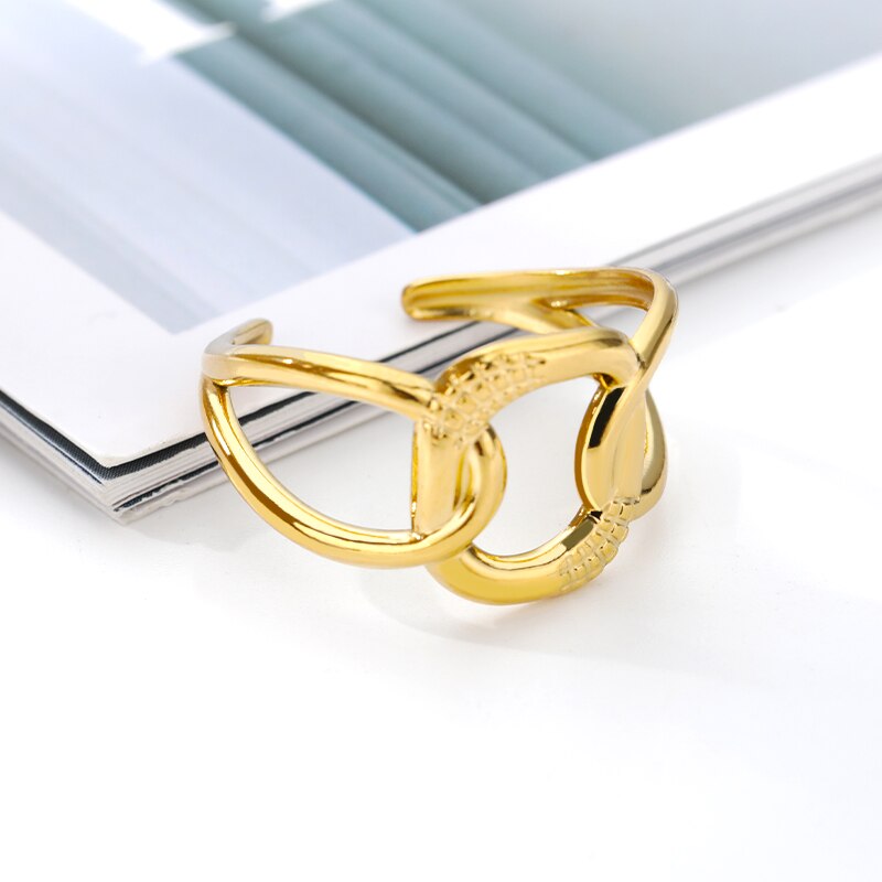 Koreanische kreuzkettenringe für damen, edelstahl, Gold- und silberfarben, verstellbar, partyschmuck, anillos