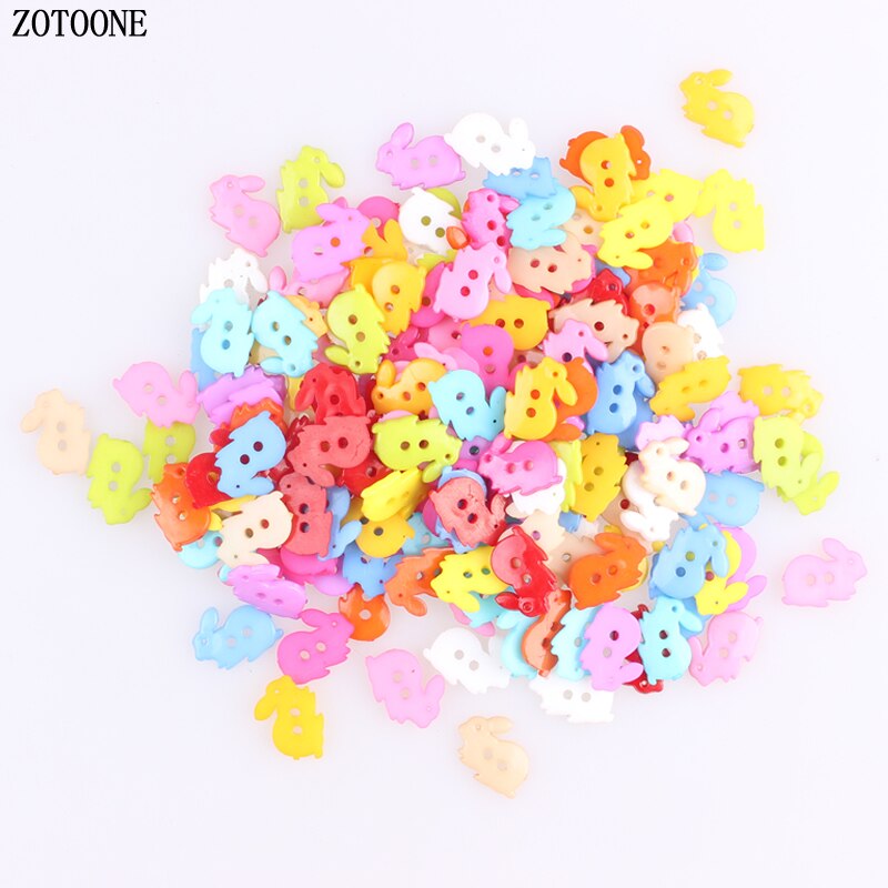 Zotoone multicolor 100 stuks 18*13mm 2 gaten gemengd konijn houten decoratieve knopen geschikt voor naaien scrapbooking dieren knutselen voor kinderen