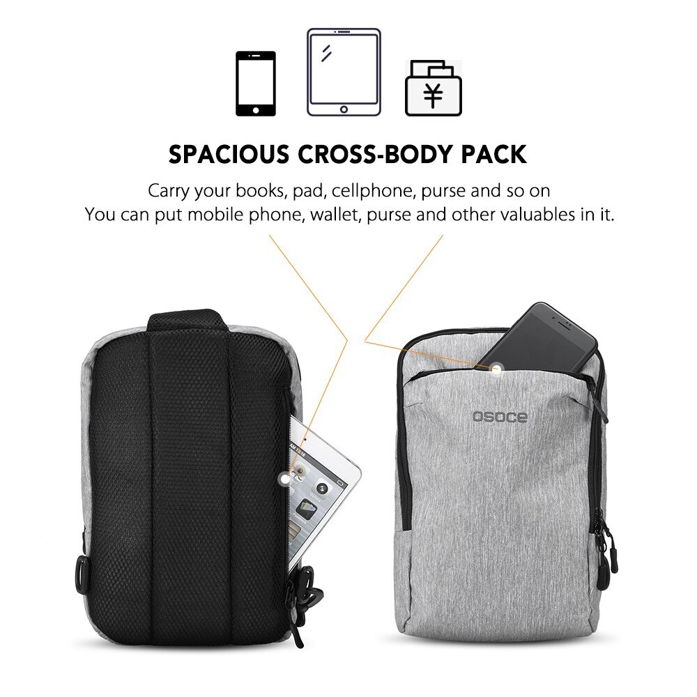 5L Waterproof Men Women Casual Shoulder Bag Anti-theft Safety Sling Bag Chest Bag Spacious Crossbody Backpack Gym Bag