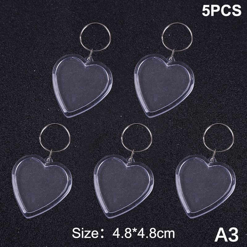 5pcs Blank Photo Frame Keychain Clear Acrylic Keyring Insert Photo Split Key Pendant DIY Key Holder Couple Anniversary: light yellow