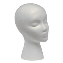 Styrofoam skum mannequin parykk hode vise lue parykk holder hvitt skum hode