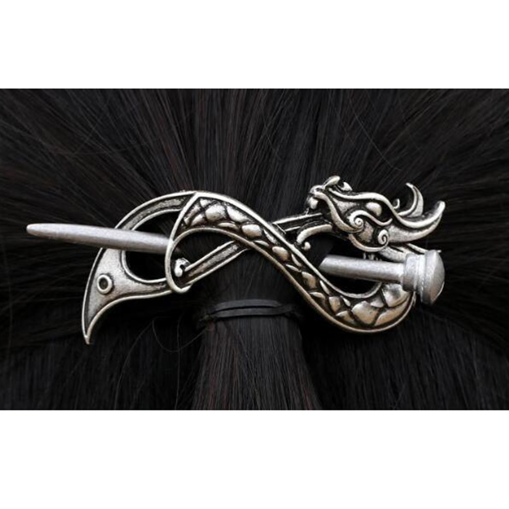 Antiek Zilver Kleur Viking Norse Haarspelden Viking Runen Haar Stok Barrette Retro Draak Haar Clips Voor Lang Haar Decor Sieraden