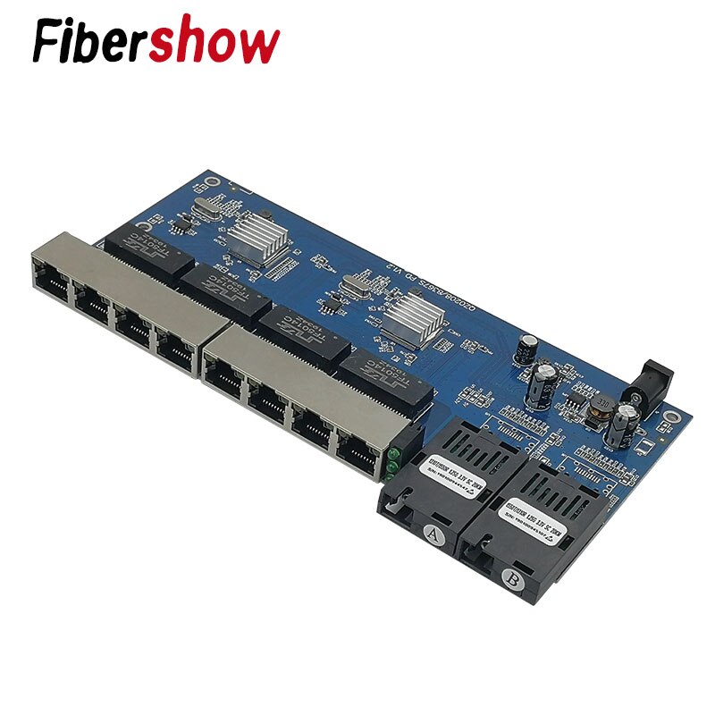 Reverse POE switch 8 RJ45 2 SC fiber Gigabit Ethernet switch media converter Fiber Optical UTP Port 10/100/1000M PCBA