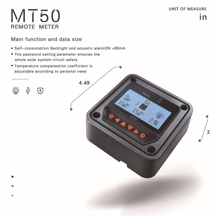 Remote Meter Display MT-50 for EPever EPsolar MPPT Solar Charge Controller Tracer-AN Tracer-BN TRIRON XTRA ViewStar-AU BN
