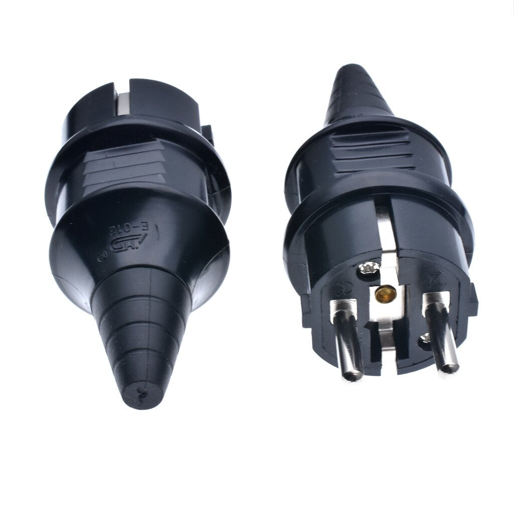 Black/White CE AC 250V 16A EU germany waterproof Schuko Power plug 2p Elcectrical Cable Connector wired adaptor converter E-012*: Type 13