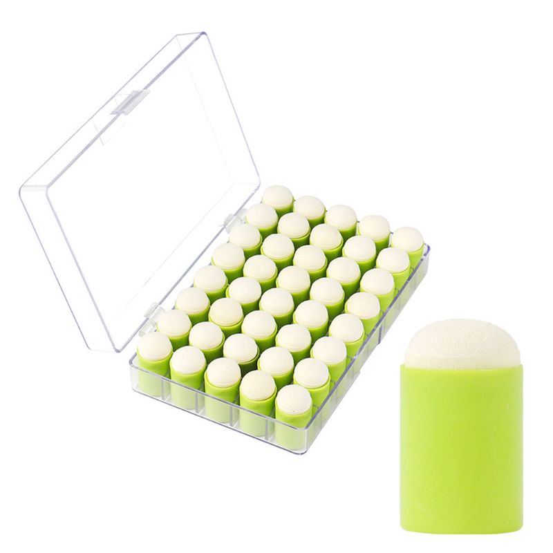 40 Pack of Finger Sponge Daubers with Storage Case for Painting Art Ink Crafts N03 20: Green