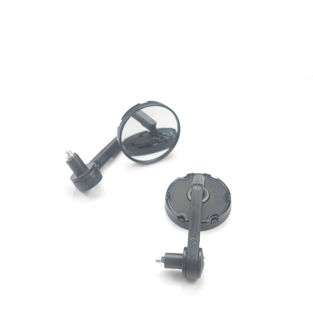 Evomosa Motorcyce Bar final espejos retrovisor lateral redonda Cafe Racer espejos para 7/8 "pulgadas 22 mm contrapesos de manillar gafas espejos: Black Color