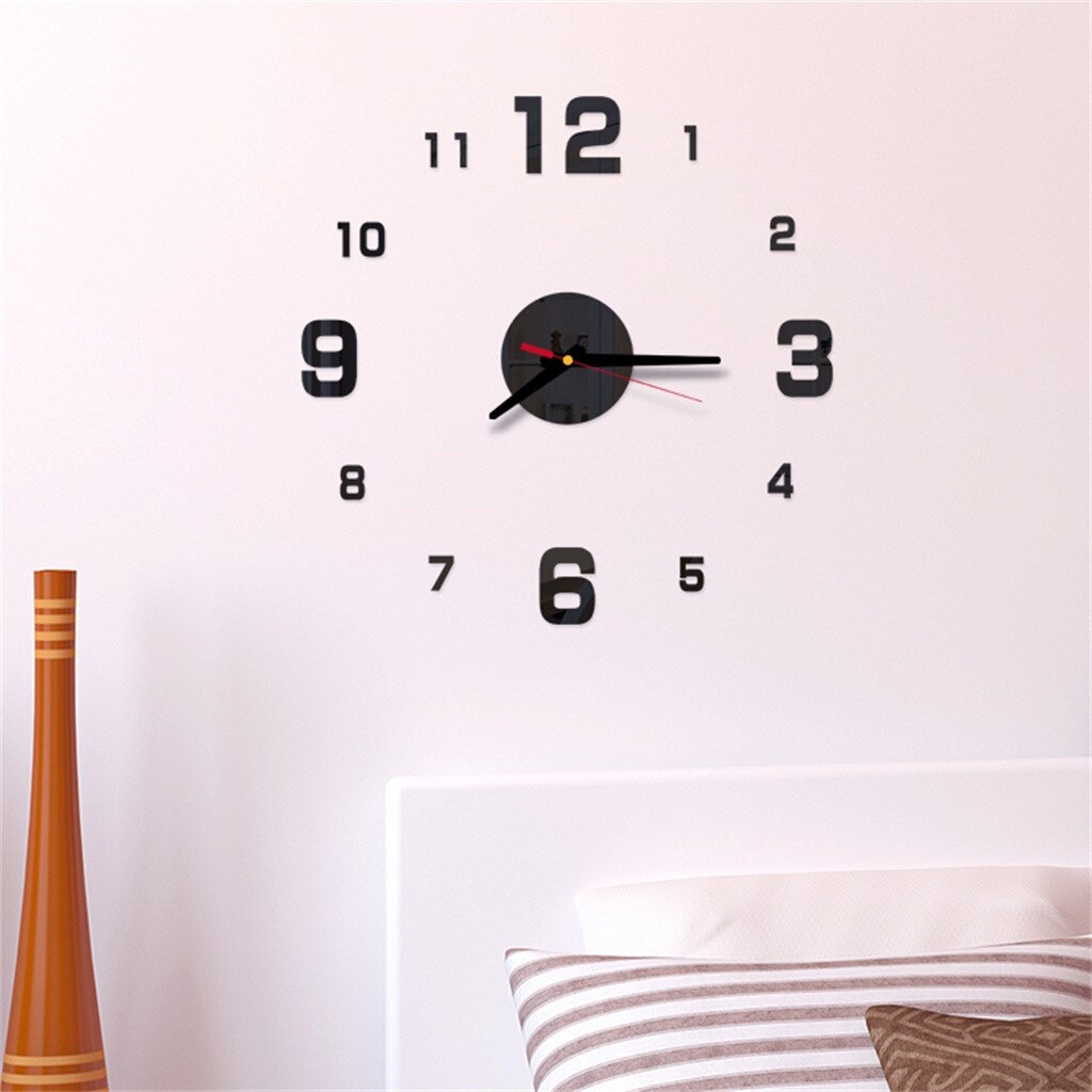 25#3d Diy Roman Numbers Wall Clocks Acrylic Mirror Wall Sticker Clock Home Decorations Mural Decals Clock Quiet Clock Wall: A