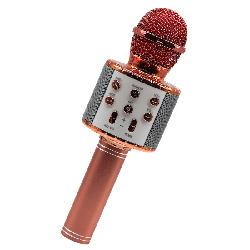 Microfono Karaoke MAMEN - Bluetooth Wireless 4.2.2 - Cambia Voce - Batteria 1800 mAh - Microfono Condensatore Portatile: Oro Rosa