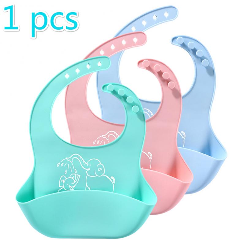 Baby Bib Bib Waterproof Cute Elephant Soft Baby Bib Easily Wipe Clean Food-grade Silicone Children's Accessories Bib B