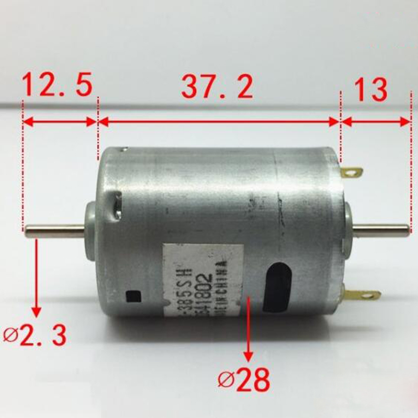 Rs -385sh-20480a dc 3-18v kullbørste minimotor dobbel ende utgangsaksel bilateralt aksel 12v 10350 rpm til rc modell gjør-det-selv deler