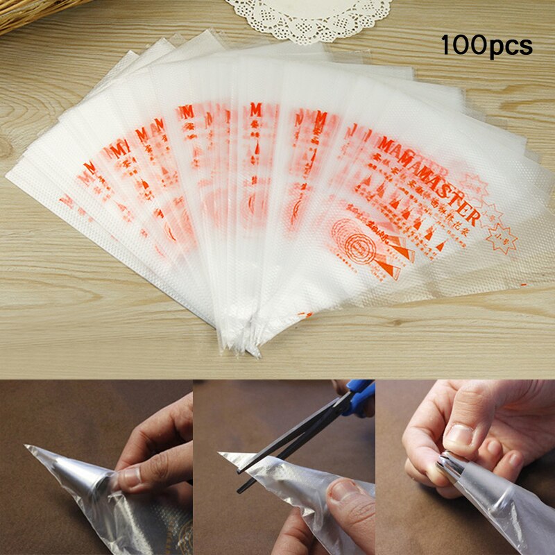 100 Stuks Wegwerp Plastic Decorating Pastry Tassen Icing Spuitzakken Kleine