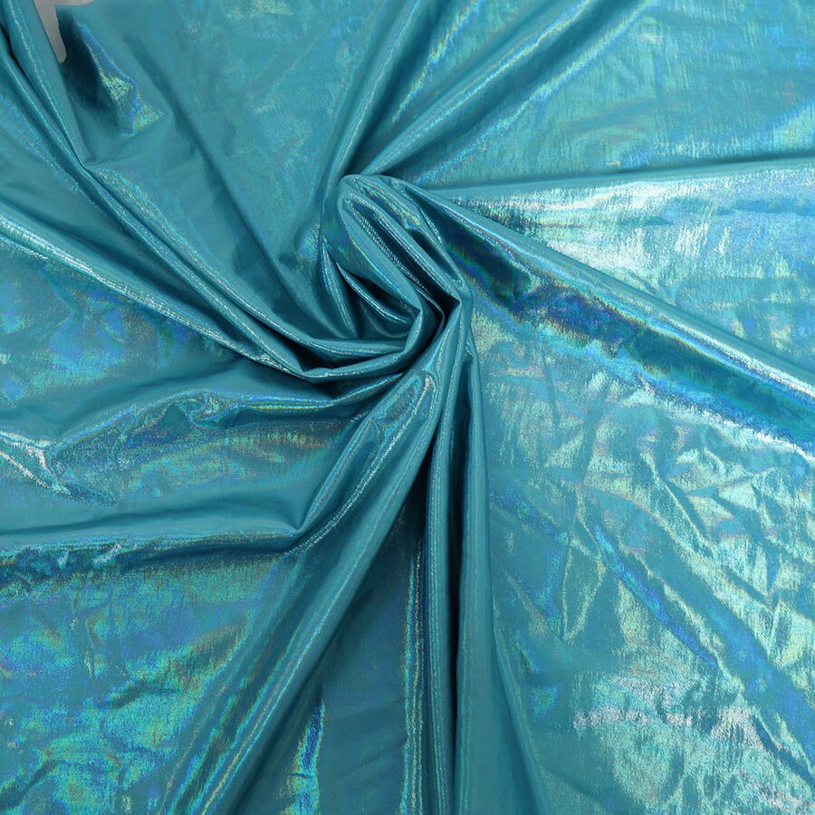 Holografische folie iriserende spandex stof, 2 -weg rekbaar voor doe-het-zelf podium leotard kostuum, 60 "breed per meter: Meerblauw