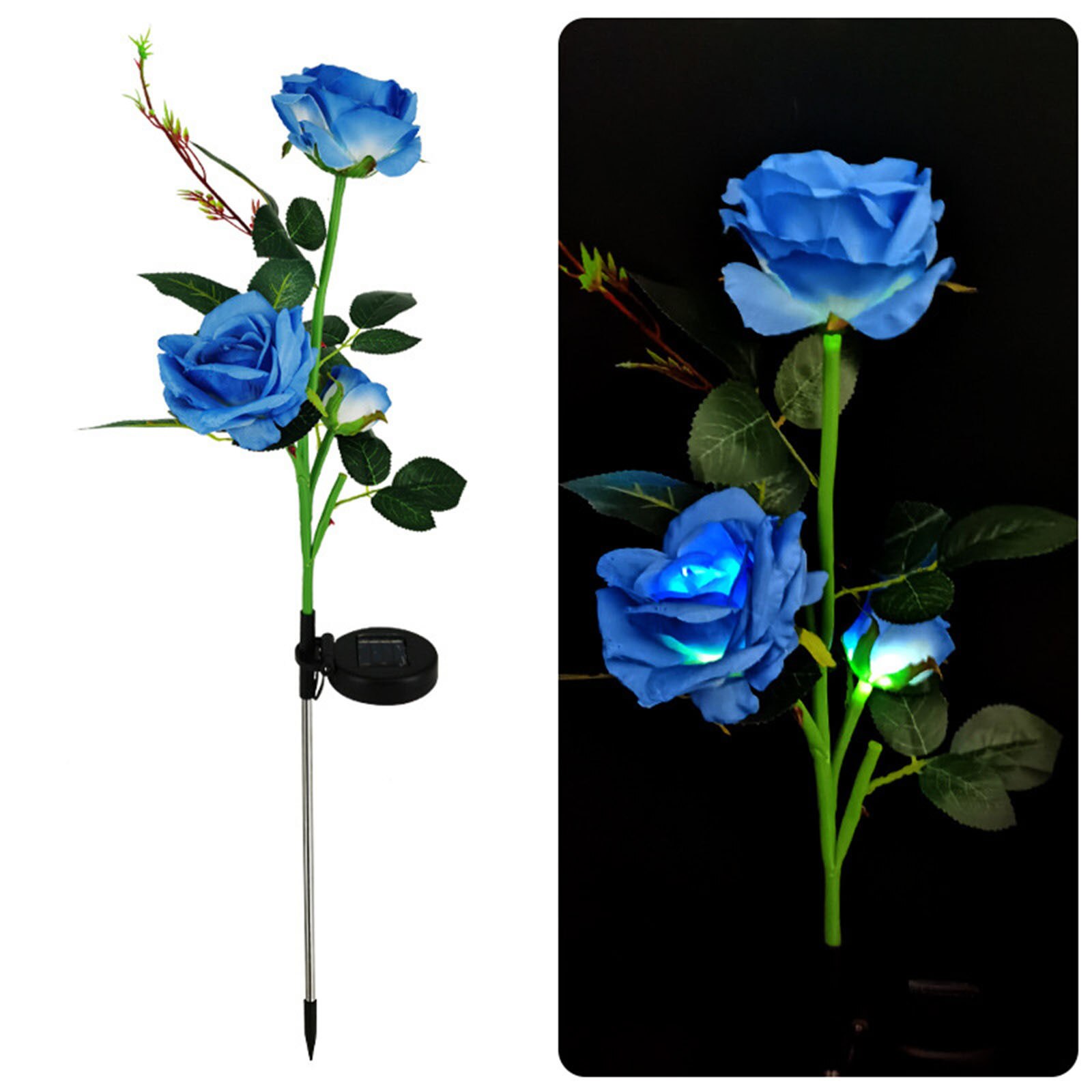 Zonne-energie Led Light Rose Bloem Lamp Simulatie Bloem Solar Lamp Voor Gazon Yard Garden Lichtgevende Bloem Tuin Decoratie: Blauw
