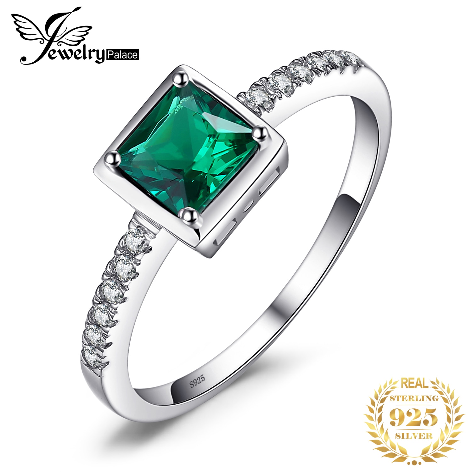 Jewelrypalace Vierkante Gemaakt Nano Emerald Ring 925 Sterling Zilveren Ringen Voor Vrouwen Engagement Ring Zilver 925 Edelstenen Sieraden