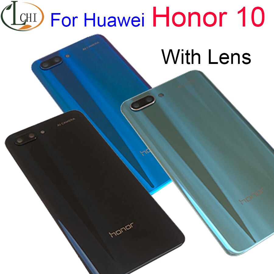Cristal trasero para Huawei honor 10, cubierta trasera con lente de cámara trasera para Honor 10, reemplazo de COL-L29 de puerta de batería