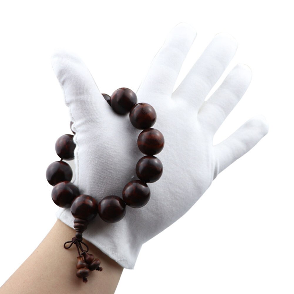 12 Pairs Disposable White Cotton Ceremonial gloves for male female Serving Waiters drivers Jewelry Gloves Green Gardening