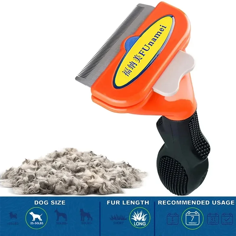 Ontharingskam voor grote honden Borstel voor grote honden Verzorgingsborstel voor huisdieren Kattenkam Haarmassagekam voor honden Kattenhaarverwijderaar Reiniging Verzorging: green