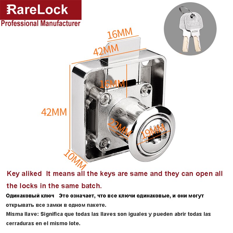 Drawer Lock Computer Keys 22 32mm for Home Mailbox Office File Cabinet School Locker DIY Furniture Hardware Rarelock MS387 a: C 22mm Keyed Alike