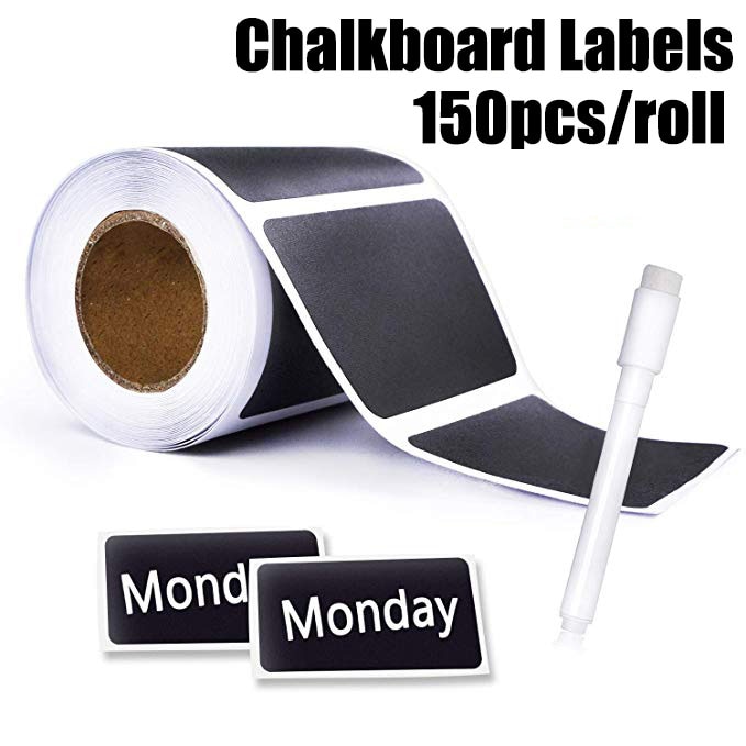 150 Pcs/Roll Krijtbord Etiketten sticker met een krijt pen voor keuken Potten Stickers Verwijderbare Waterdichte Blackboard Sticker Label