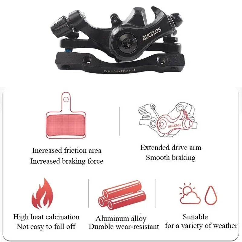 BUCKLOS Bike Front Rear Disc Brake Calipers Mechanical Line Ultralight BMX MTB Road Double Brake Caliper Cycling Brake Parts