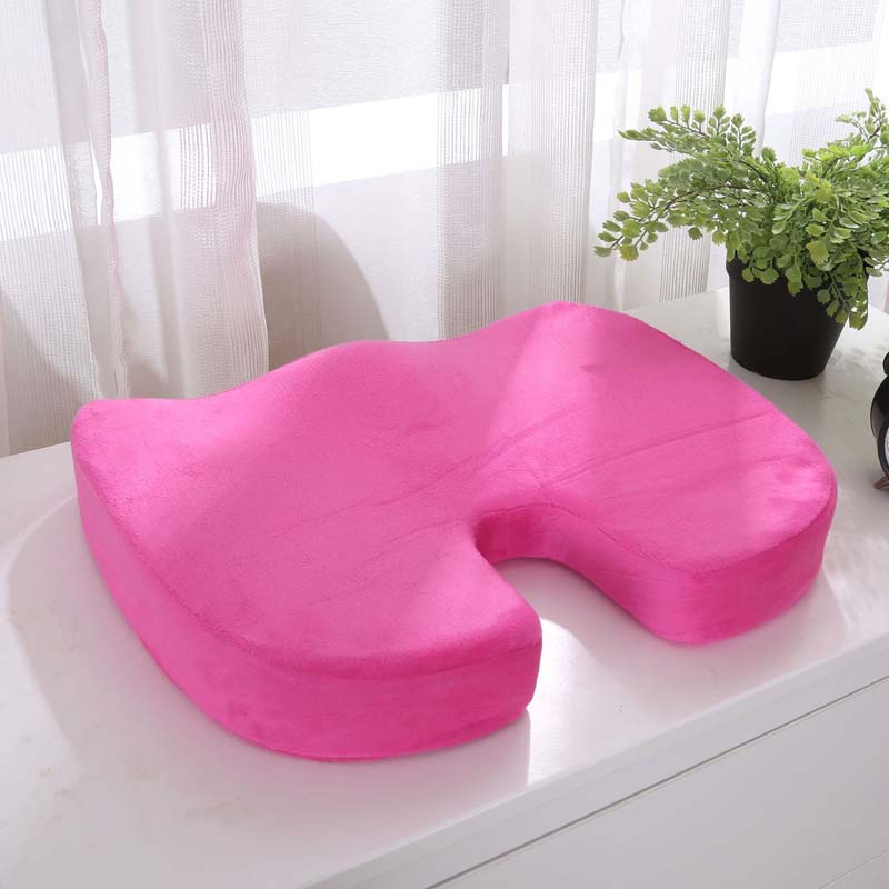 Orthopedic Booster Seat Cushion Memory Foam Chair Massage Pad Office Back-rest Pad Driver Pilot Headrest: rose