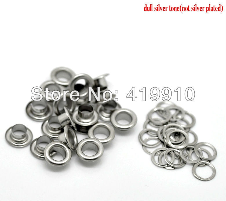-500 Sets Silver Tone Shoe Shoelace Eyelets 8mmx4mm 7mm( 3/8"x 1/8") J1741