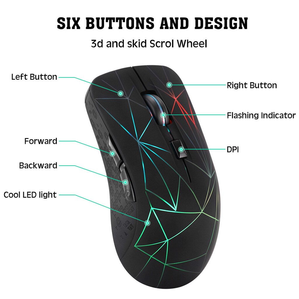 CARPRIE Wireless Mouse - Rechargeable Ergonomic 2.4GHz USB Bluetooth Optical Mouse for Laptop PC Gaming