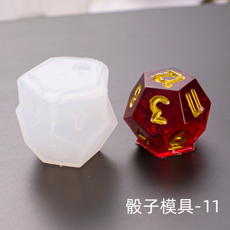 1PC DIY 3D Dice Series of Jewelry Making Tools Number Gamer Tools Silicone UV Resin Jewelry Molds: Type 11