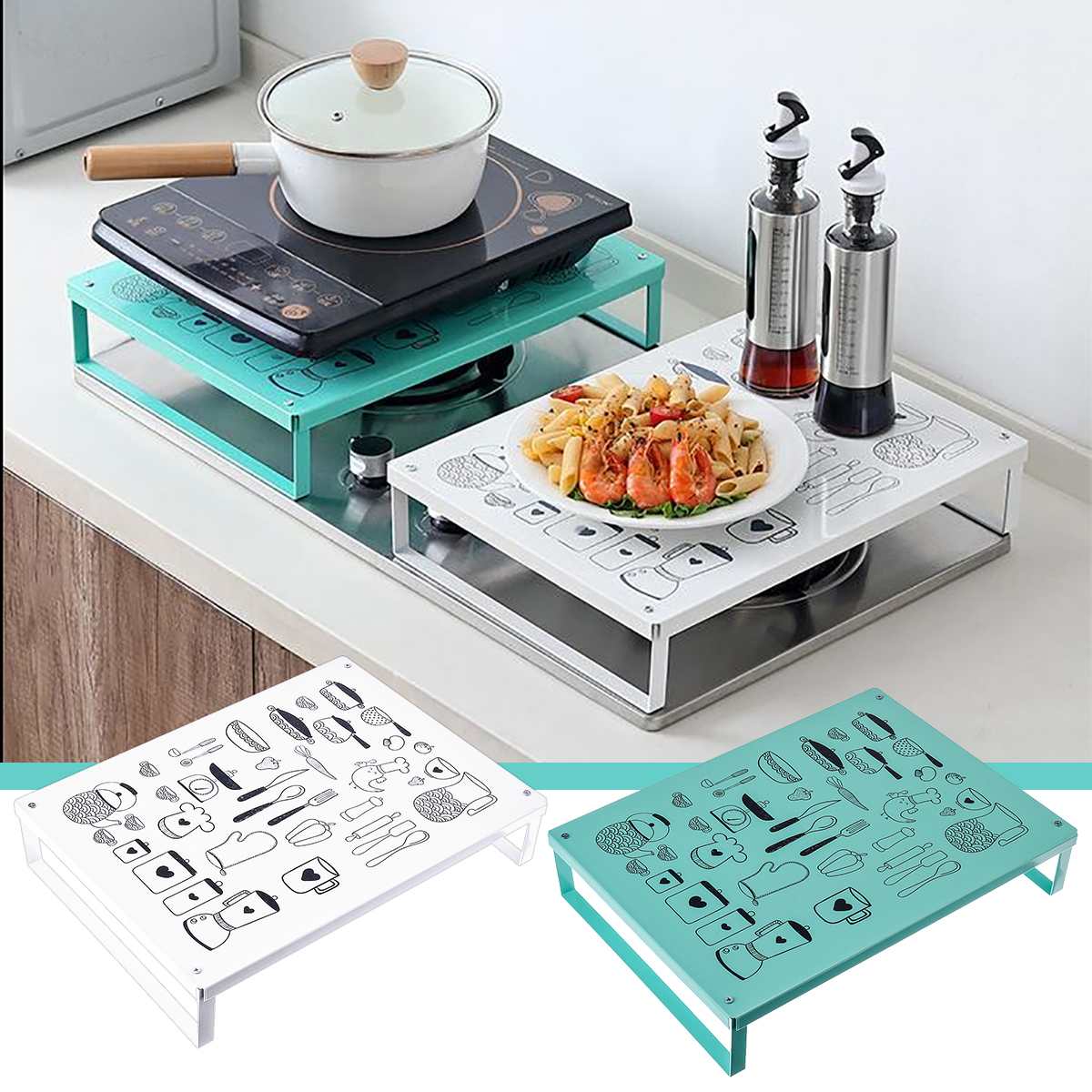 Estante de cocina, Cocina de Inducción, estante de soporte para microondas, horno de Gas Natural, fogón integrado eléctrico de cerámica, estante para fogón