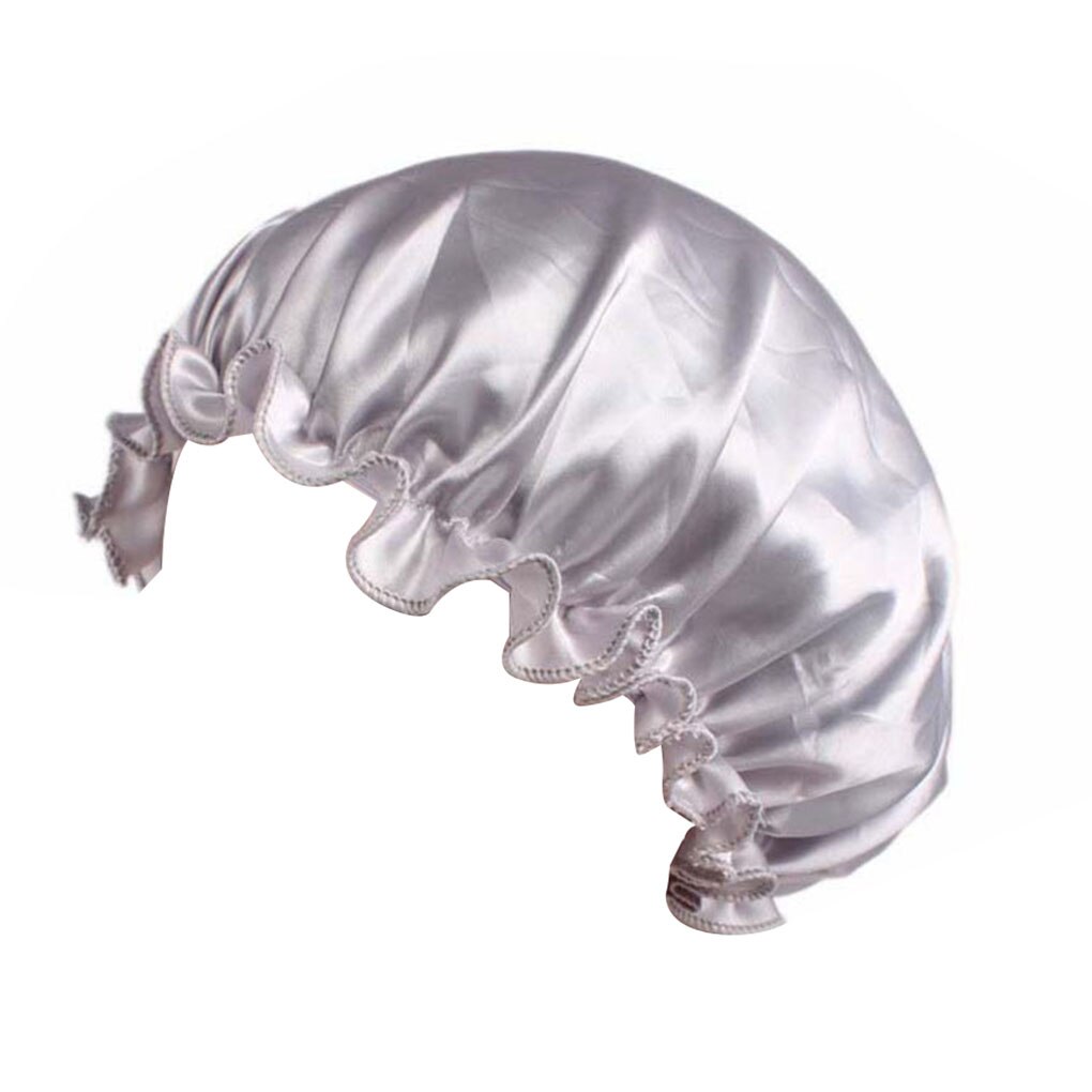 1pc Adults Satin Solid Sleeping Hat Bonnet De Nuit Night Sleep Cap Hair Care Bonnet Nightcap For Women Men Unisex Cap Supplies: Silver