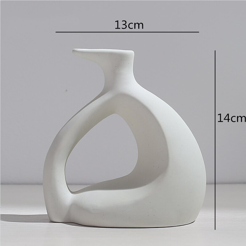 Vase en céramique abstraite, Arrangement de fleurs, artisanat hydroponique, ornements, accessoires de décoration de maison moderne, Vases blancs, décor: H