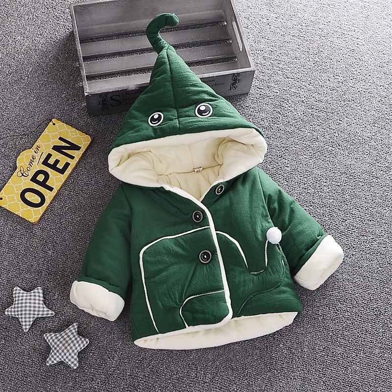 Y.L. Studio Baby Meisjes Winter Kleding 1 Jaar Jongen Katoen Gewatteerde Jas Hooded Thicken Little Peuter Cartoon Jas Leuke Kleding: Green / 18m