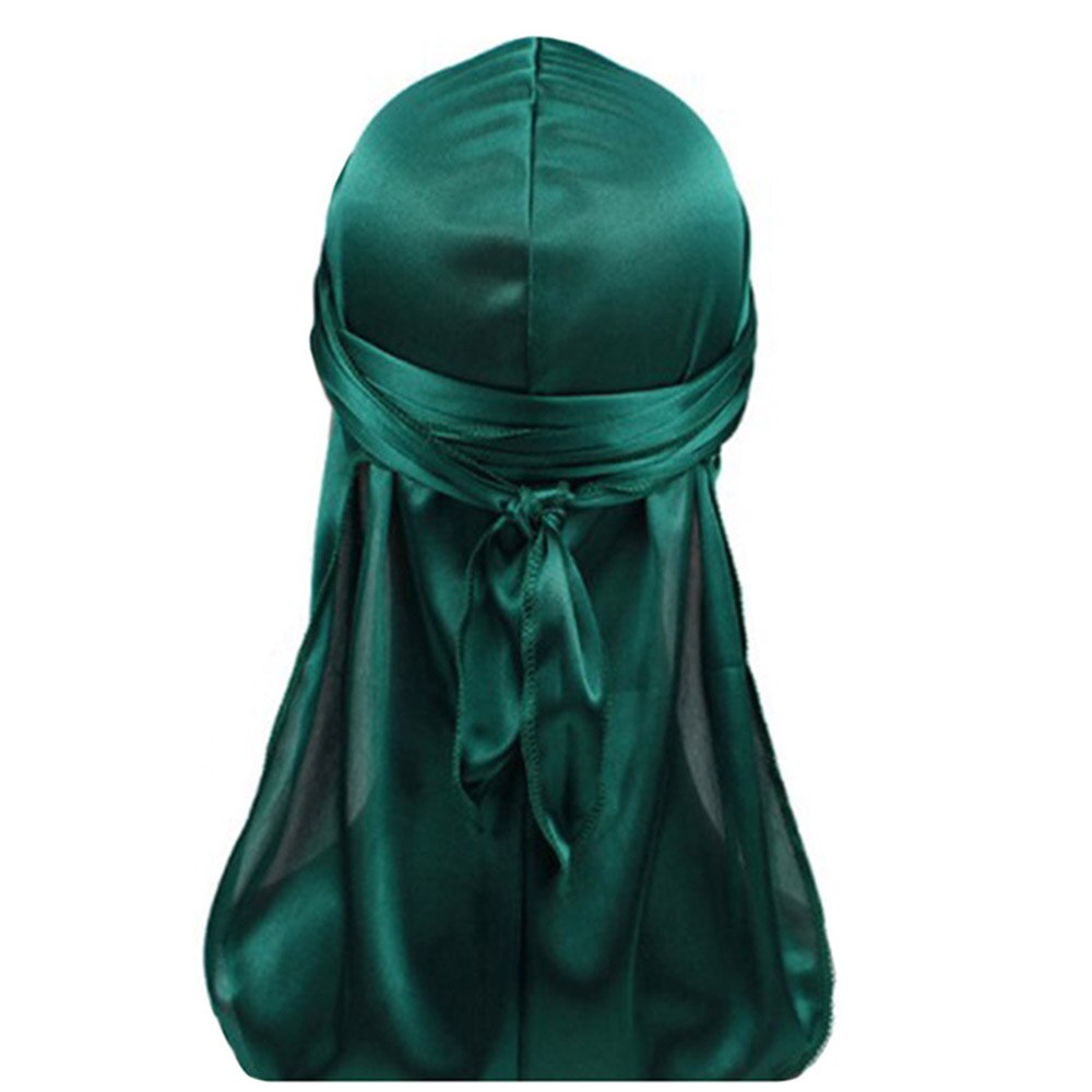 Silkemyk durag og pansersett for menn og kvinner langhale du-rag waves cap turban: Smaragd grønn