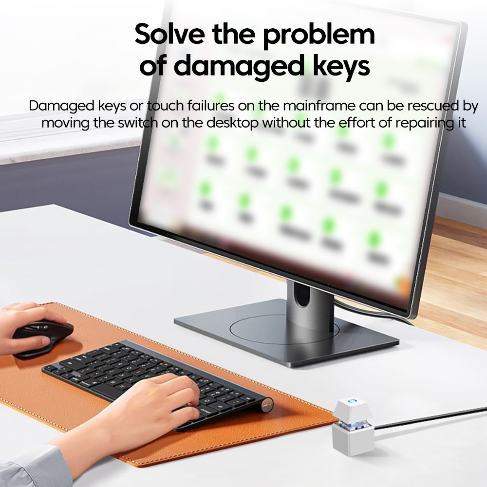 Computer Desktop Switch Blue LED Lights PC Motherboard External Start Power On/Off Button 1.8m Extension Cable for Home Office