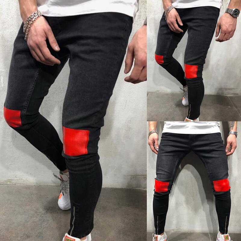 Pantalones de mezclilla ajustados para hombre, pantalones con rasgado, Vaqueros flexibles, Vaqueros ajustados con bolsillos para hombre