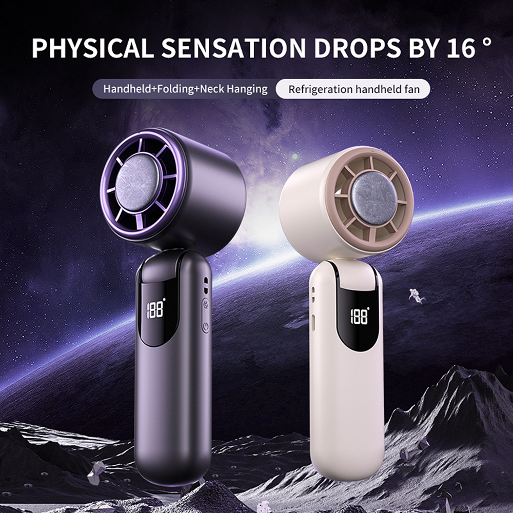 Mini ventilador de refrigeración portátil, ventilador de mano con pantalla LED y linterna, ventilador de refrigeración con batería recargable USB de 100 velocidades y 3000mAh