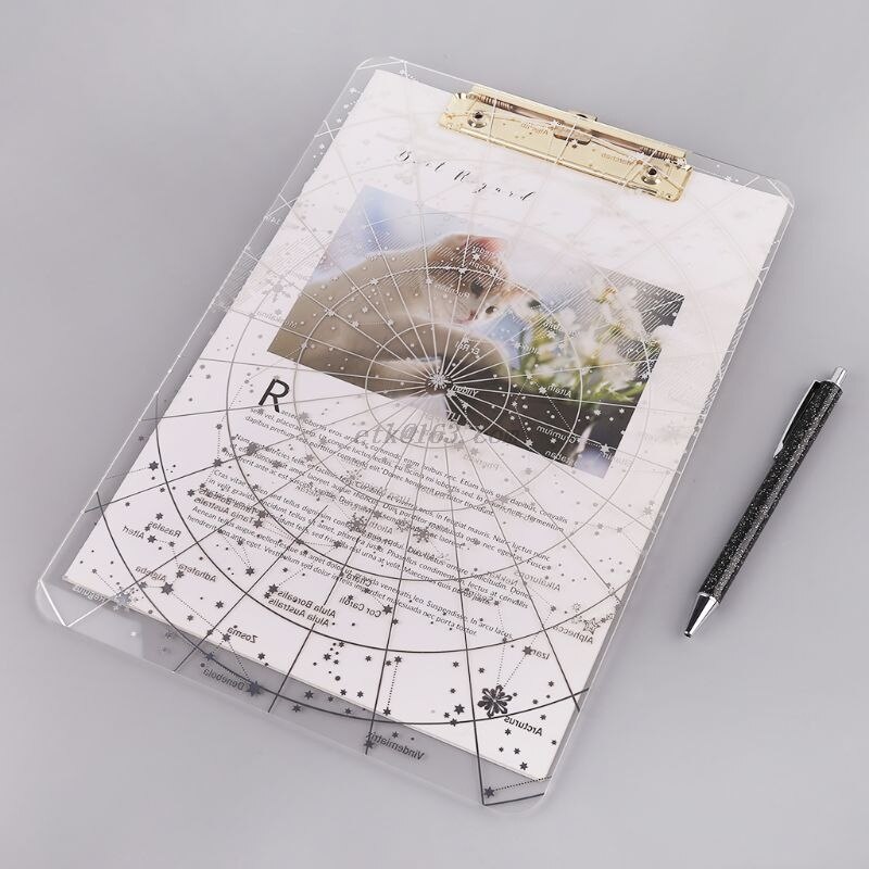 Portapapeles transparente A4 Starry Sky para Escritura, carpetas de archivos, portadocumentos, papelería escolar y de oficina