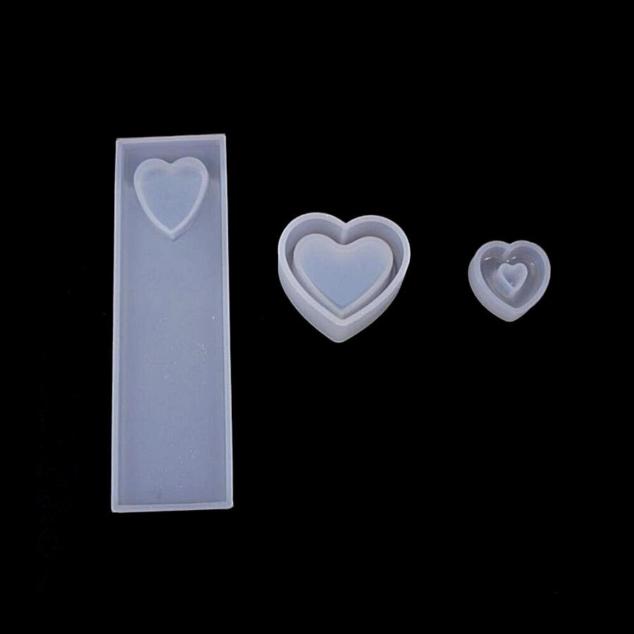 Molde de silicone oco, encantos de coração, resina epóxi, faça você mesmo, ferramenta de artesanato, flor seca, molde de marcador, mini caixa de joias de resina