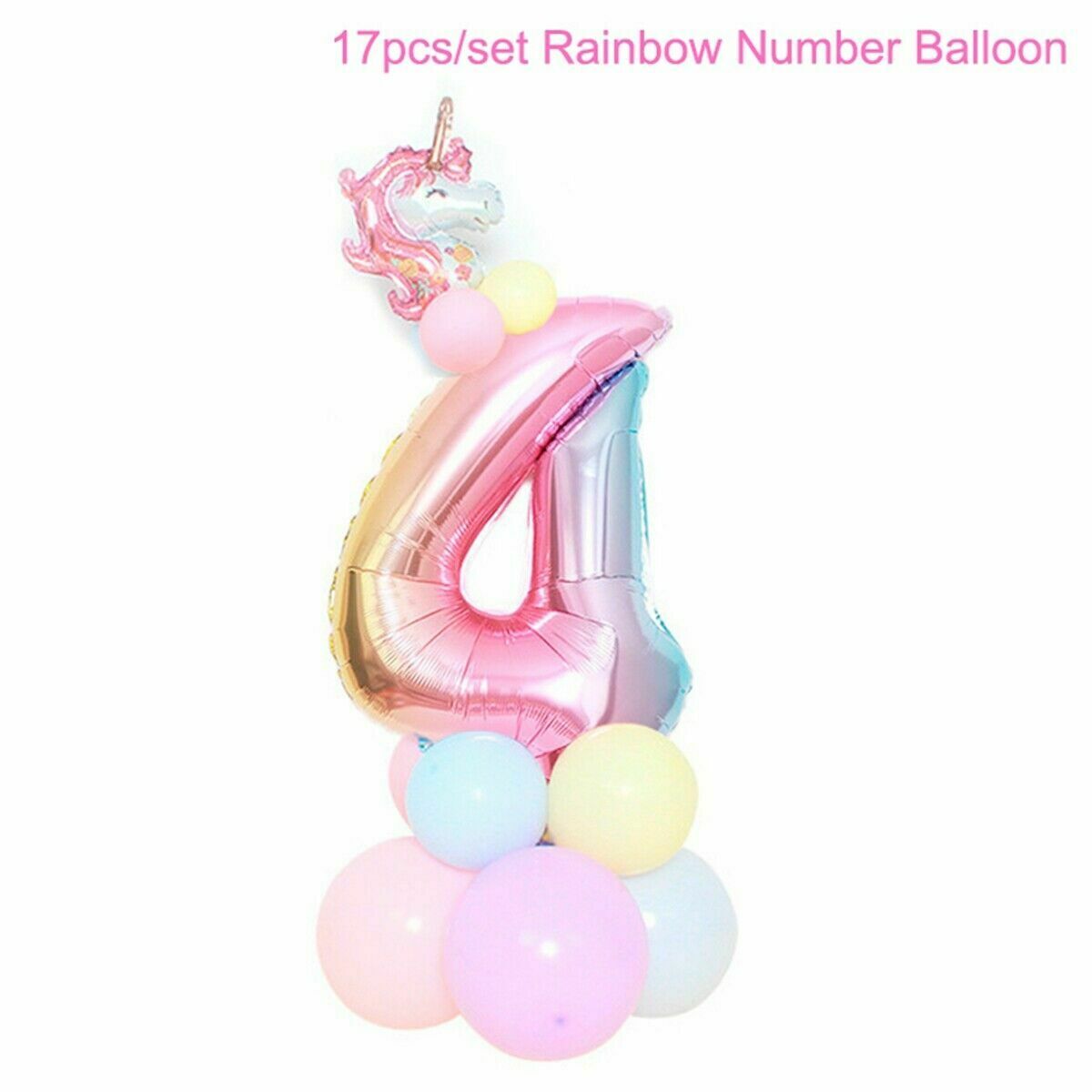 32'' Giant Number Foil Latex Balloon Rainbow Happy Birthday Kids Favor Unicorn Party Decor Gender Reveal Baby Shower Girl: 4