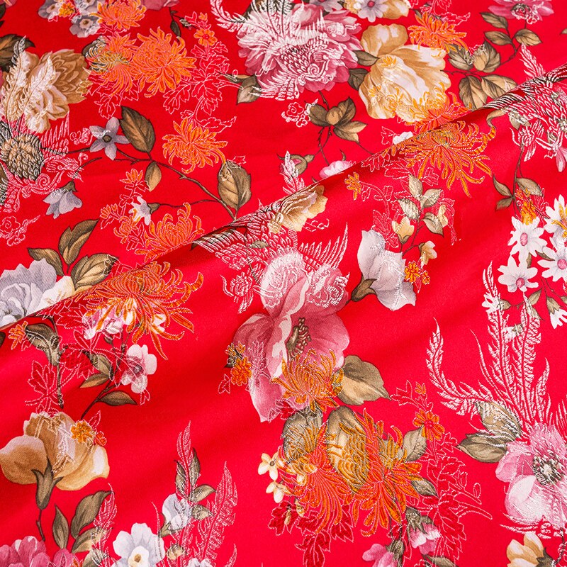 Blomster imitasjon silke damask stoffer brokade jacquard mønster symateriale til cheongsam kimono av diy stoff til kjole