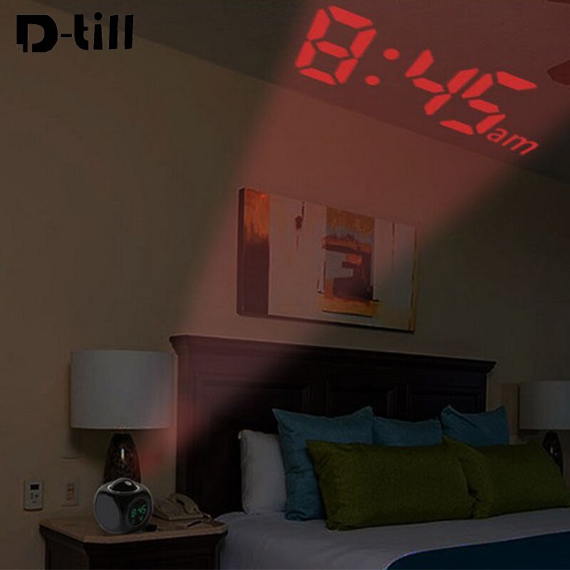 D-till Projector Digital Watch Alarm Clock Voice Broadcast Desktop Timing Backlight Table Bedroom