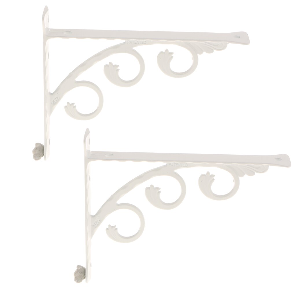 2Pcs L Shaped Wall Mounted Shelf Bracket Metal Hanging Holder White for decorative home/office shelves or mounting cisterns