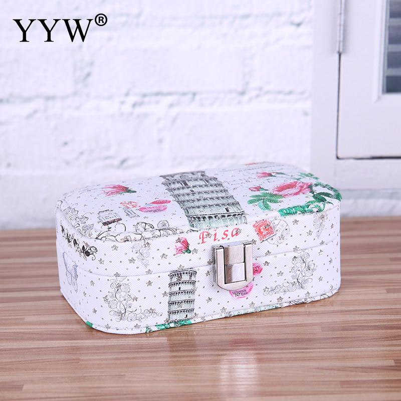 Spedizione gratuita!!! di Cuoio dell'UNITÀ di elaborazione Stampato scatola di Immagazzinaggio di Monili CaseBrand monili di disegni differenti per la scelta di Altri bianco Venduto Da PC: 4