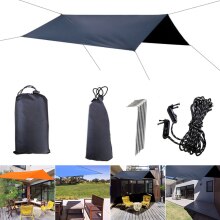 3 x 3m sun canopy awning tent tarpaulin outdoor camping rain fly anti-uv protection fabric beach shade parasol canopy: Black